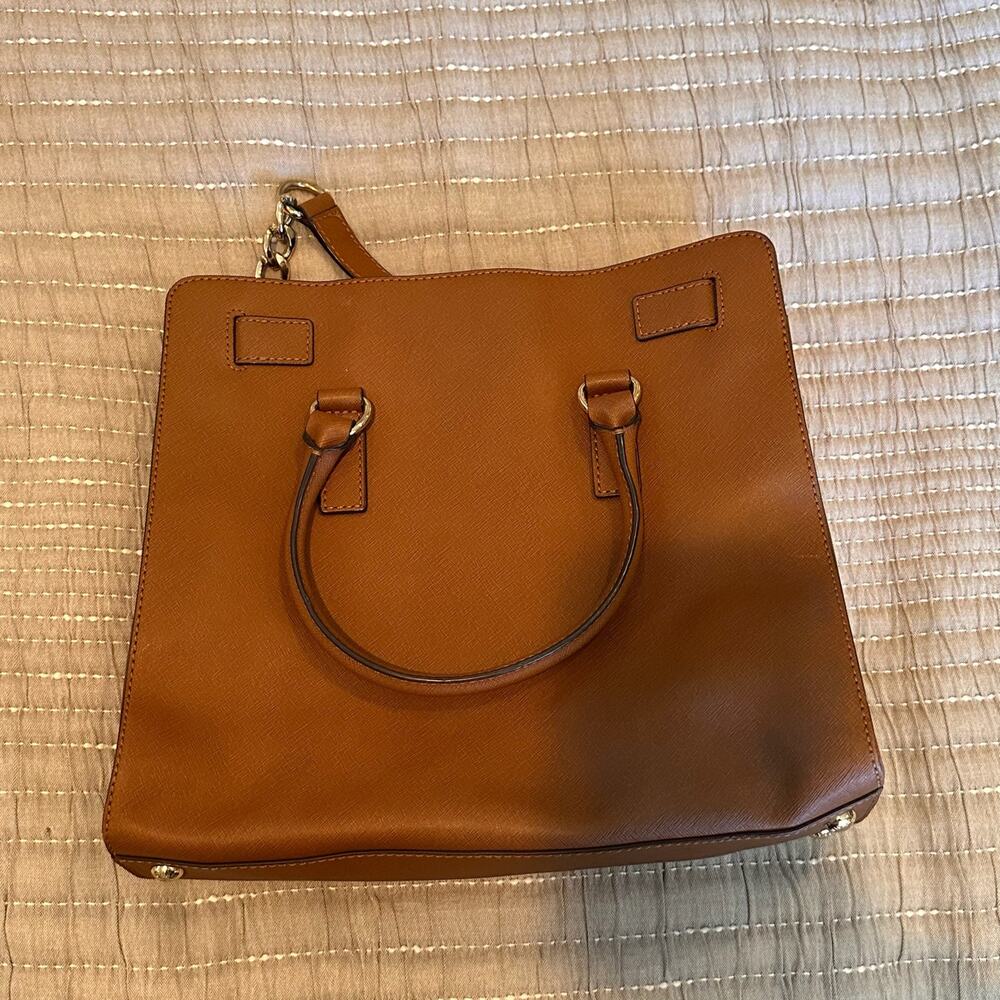 Michael Kors Large Hamilton Satchel Brown Leather Gold Hardware - Picture 4 of 5